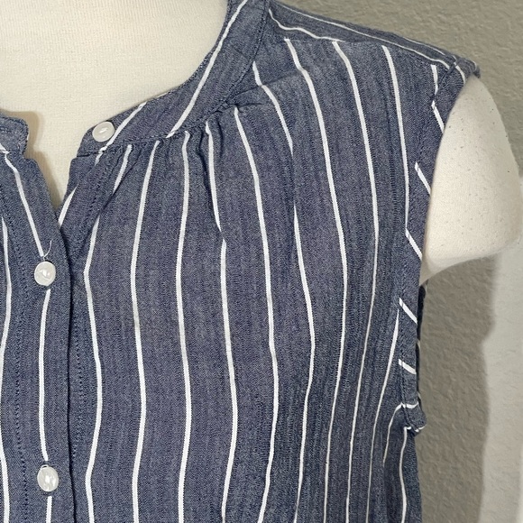 Old navy sleeveless button up cocoon top navy stripe xs nautical preppy beach - Picture 3 of 7